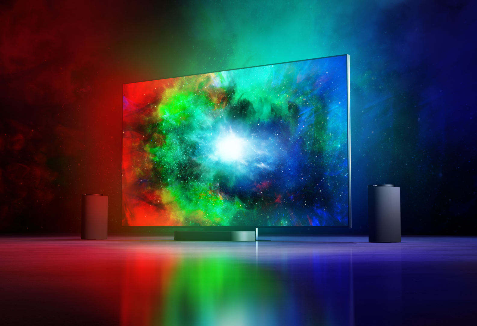 Noul BRAVIA Theatre Trio & televizor BRAVIA True RGB cu ecran colorat.